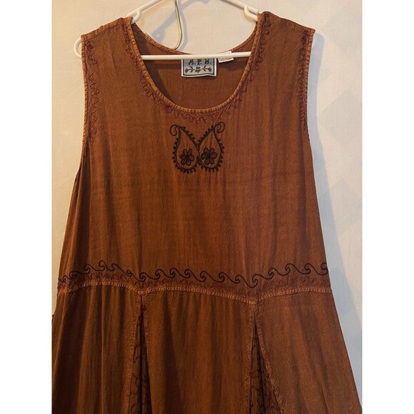 VTG M.P.H 90s Boho Hippie Embroidered Whimsical Festive Maxi Dress 1X  Flaws - Picture 3 of 11